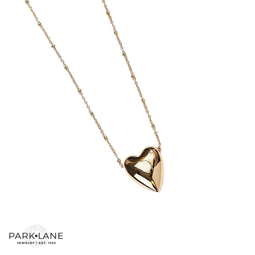 Park Lane Gold Puffy Heart Pendant Necklace
